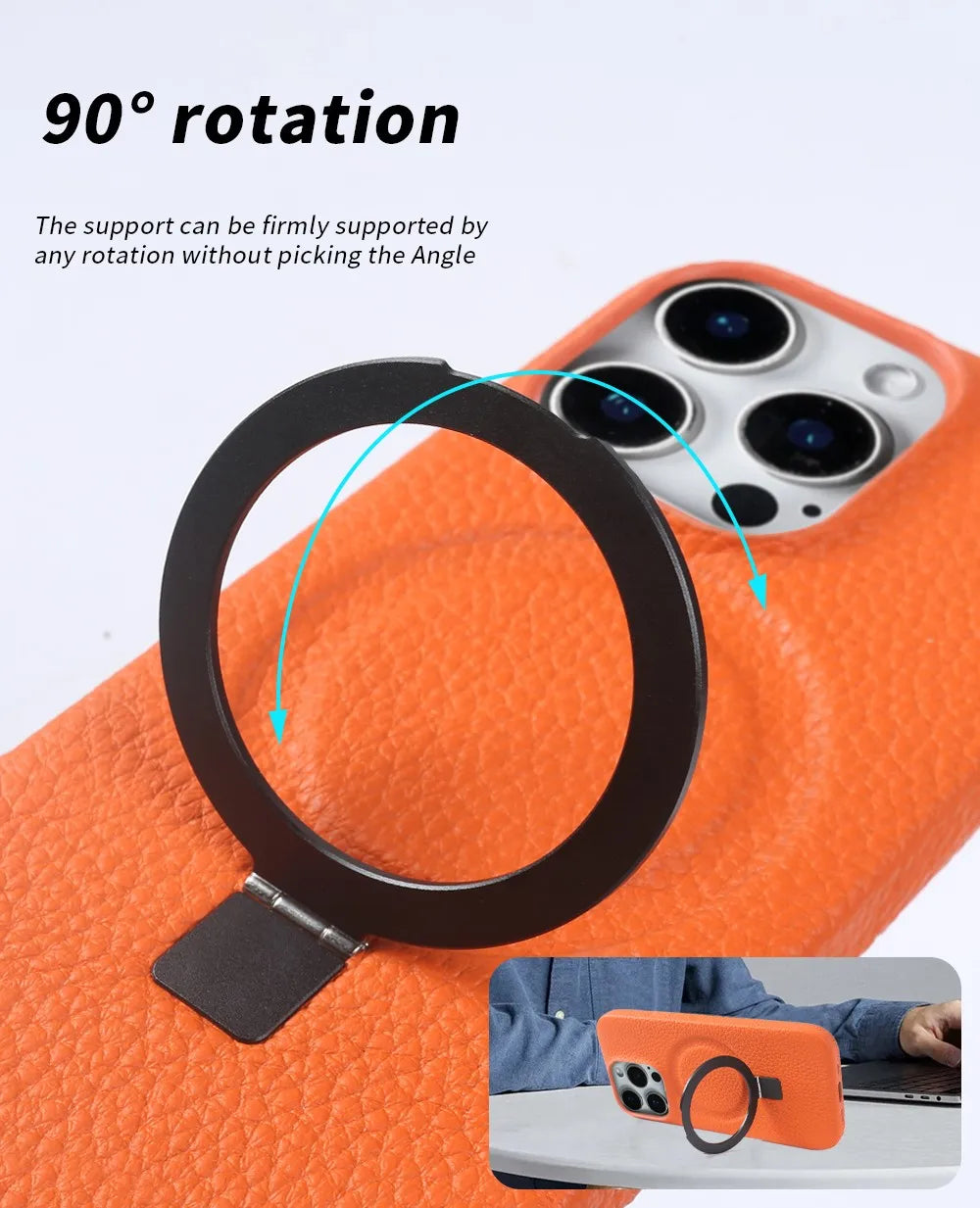 【本革シリーズ】折りたたみ スタンドリング付き レザースマホケース｜iPhone対応 #241013