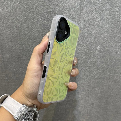 【キラキラシリーズ】幾何学模様 ホログラムデザイン ストラップ付きスマホケース｜iPhone対応 #251012