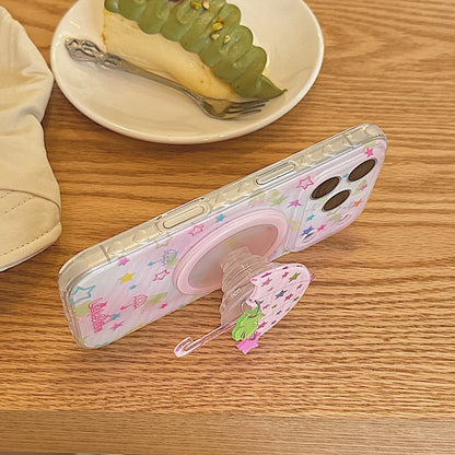 キラキラアンブレラ スマホグリップ付きクリアケース｜星柄 パステル iPhoneケース #260070