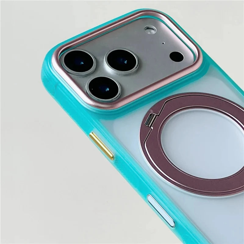 【カラーフレーム】半透明 リングスタンド Magnet内蔵 iPhoneケース｜ポップカラー・耐衝撃 PCA #261289