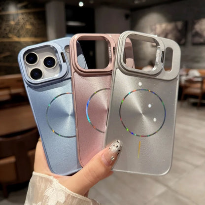 【Magnet内蔵】メタリックリングシールド × レインボー光沢 スマホケース｜iPhone対応 #250314