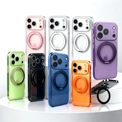 【360度回転リング付き】マット半透明 Magnet内蔵 iPhoneケース｜カラバリ・シンプル スタンド PCA #261278