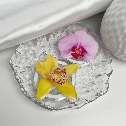 【スマホグリップ】オーキッドフラワー 蘭の花 ポップソケット｜Magnet対応 #241031