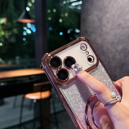 【グリッターシリーズ】キラキララメ＆リングスタンド付き 高級感スマホケース｜iPhone対応 #251119