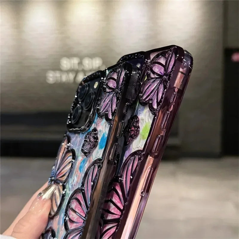 【クリスタルフラワー】立体エンボス フラワーデザイン スマホケース｜iPhone対応