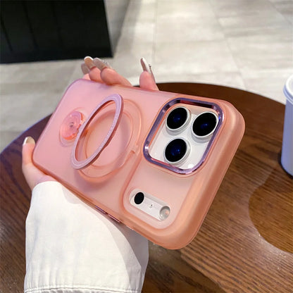 マグネット内蔵 多機能スタンドリング付き 半透明 マットカラー iPhoneケース 全4色 スタイリッシュ・モダン・カジュアル #261135
