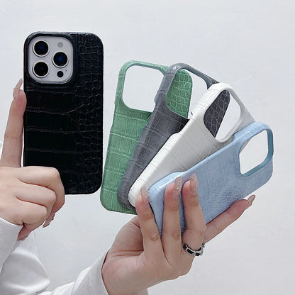 クロコ型押し iPhoneケース｜レザー調・シンプルデザイン #260106
