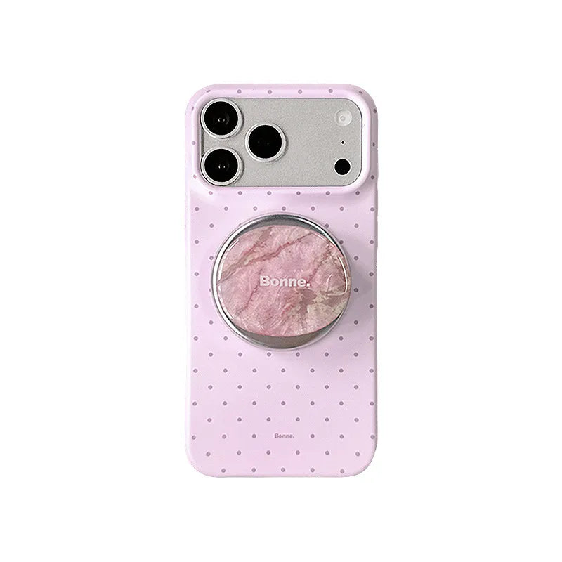 ドット柄 マグネット内蔵iPhoneケース ケースのみ/グリップのみ/セット選択可 (全2色) ガーリー・ニュアンス #261193