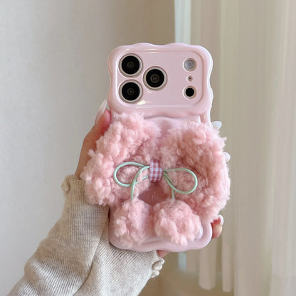 もこもこリボン パステルカラー iPhoneケース #240505