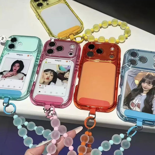 キャンディカラー クリア ビーズストラップ付き iPhoneケース｜ちゅるん・透明感 #261251
