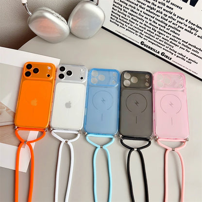 ロングストラップ付き クリア iPhoneケース｜Magnet内蔵・シンプル・ショルダー対応 #230730