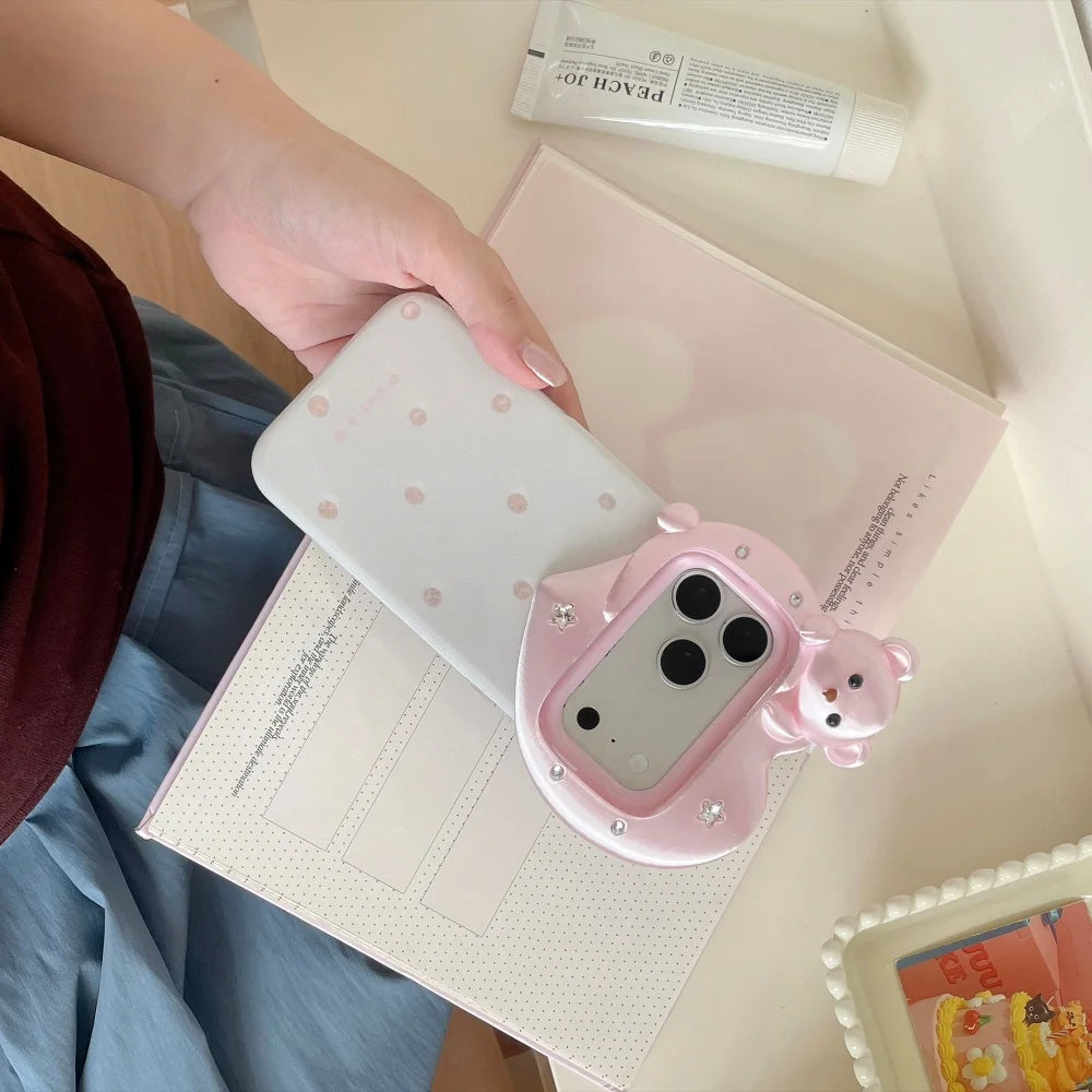 立体ベア＆ハートフレーム iPhone ケース キュート・スタイル #261219