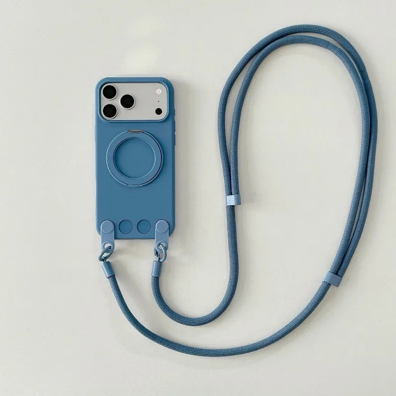 【ショルダーストラップ付き】シリコン リングスタンド iPhoneケース｜くすみカラー・淡色 PCA #261285
