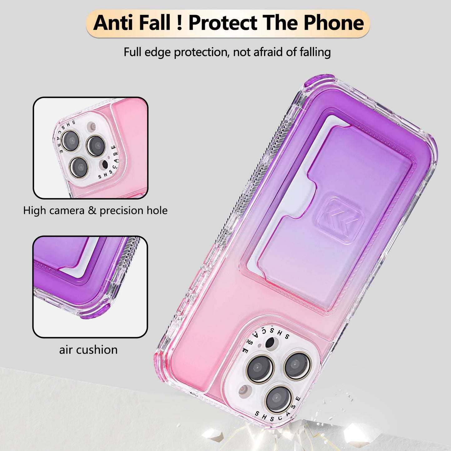 【グラデーションシリーズ】キラキラ透明感 グラデーションカラー カード収納付き スマホケース｜iPhone対応 #251022