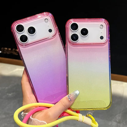 【グラデーションシリーズ】カラフル クリアグラデーション ストラップ付き スマホケース｜iPhone対応 #251118