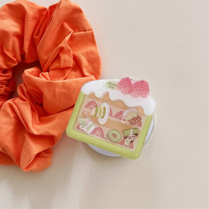 【抹茶×いちごケーキ】ホルダー付き スイーツ スマホケース｜iPhone対応 #250725