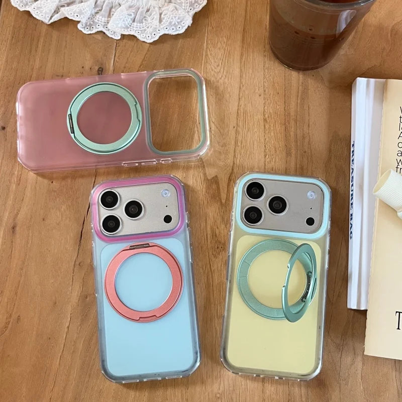 【パステル】バイカラー 360度回転 リングスタンド iPhoneケース｜淡色・マット PCA #261290