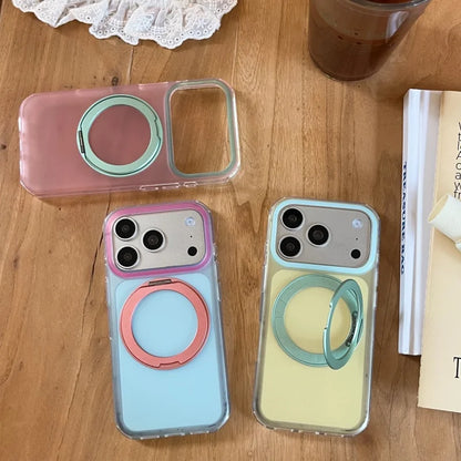 【パステル】バイカラー 360度回転 リングスタンド iPhoneケース｜淡色・マット PCA #261290