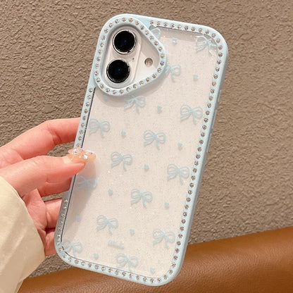 【プチリボン柄】ラインストーンフレーム キャンディーカラー クリアケース｜iPhone対応 #250527