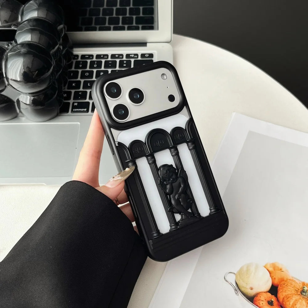 【クラシックエンジェル】天使レリーフ × アーチデザイン スマホケース｜iPhone対応 #240808