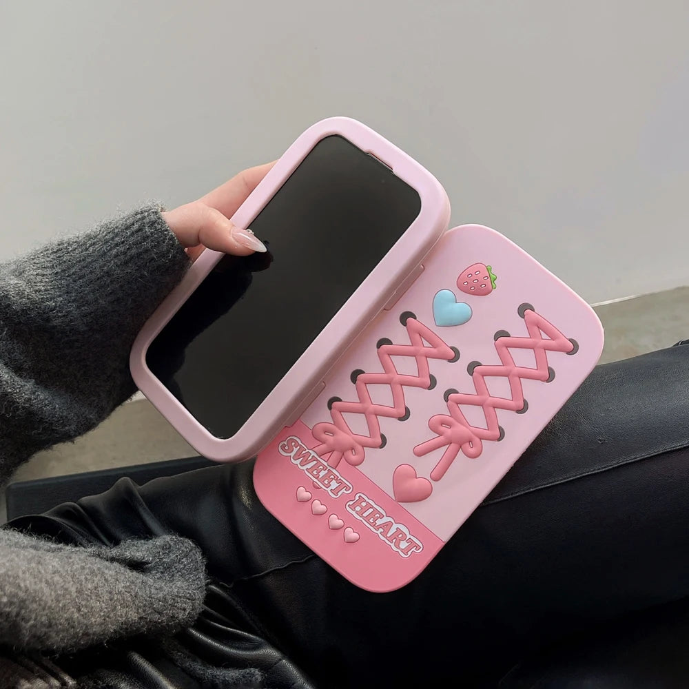 【ラブリーミラーハート】キュートハート×ミラー付き スマホケース｜iPhone対応 #240816