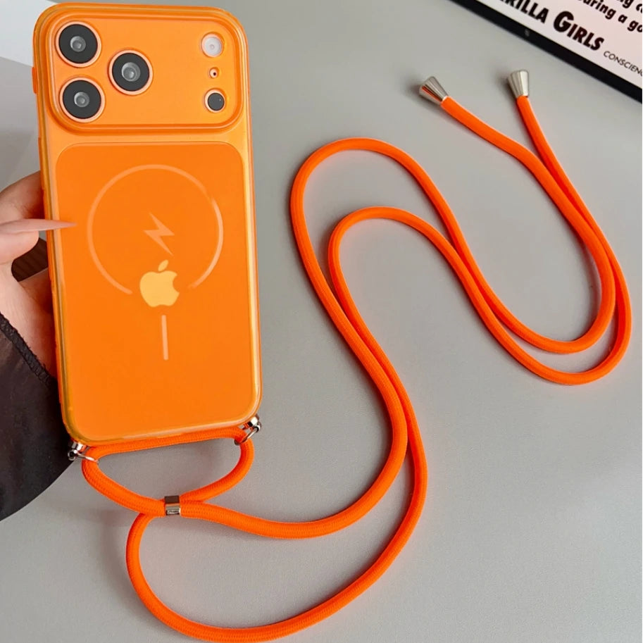 ロングストラップ付き クリア iPhoneケース｜Magnet内蔵・シンプル・ショルダー対応 #230730