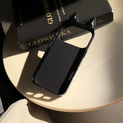 【猫耳シリーズ】キルティング ダウンジャケット風 iPhoneケース #240219