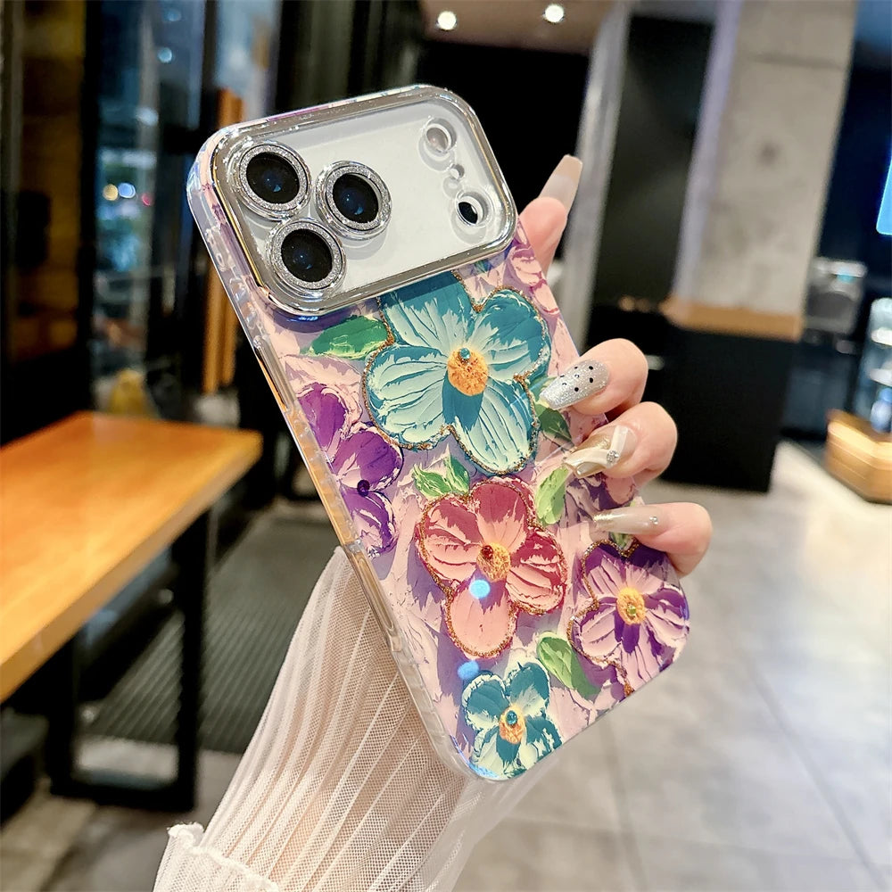 【フラワーアートシリーズ】カラフルハンドペイント風 花柄 スマホケース｜iPhone対応 #251208