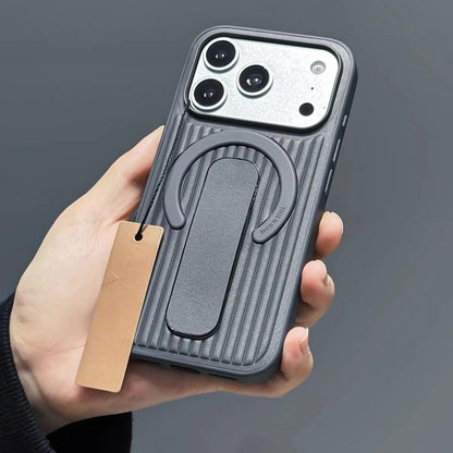 スライド式スタンド シンプル ストライプデザイン iPhoneケース｜背面ホールド付き #240121