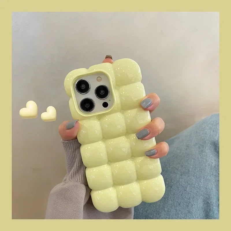 【ぽこぽこブロック】ぷっくりバブルスマホケース｜iPhone対応 #250702