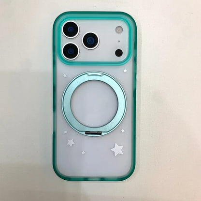 ホワイトスター リングスタンド Magnet内蔵 マットクリア iPhoneケース #230722