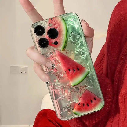 【すいかソーダジェリー】クリア3Dシリコンケース｜iPhone対応 #250719