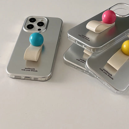 【シルバー×カラーポップ】レトロ ポップ バンドケース｜iPhone対応 #250723