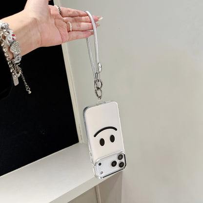 【スマイルシルバーストラップ】ニコちゃん × メタリックエッジ スマホケース｜iPhone対応 #250207