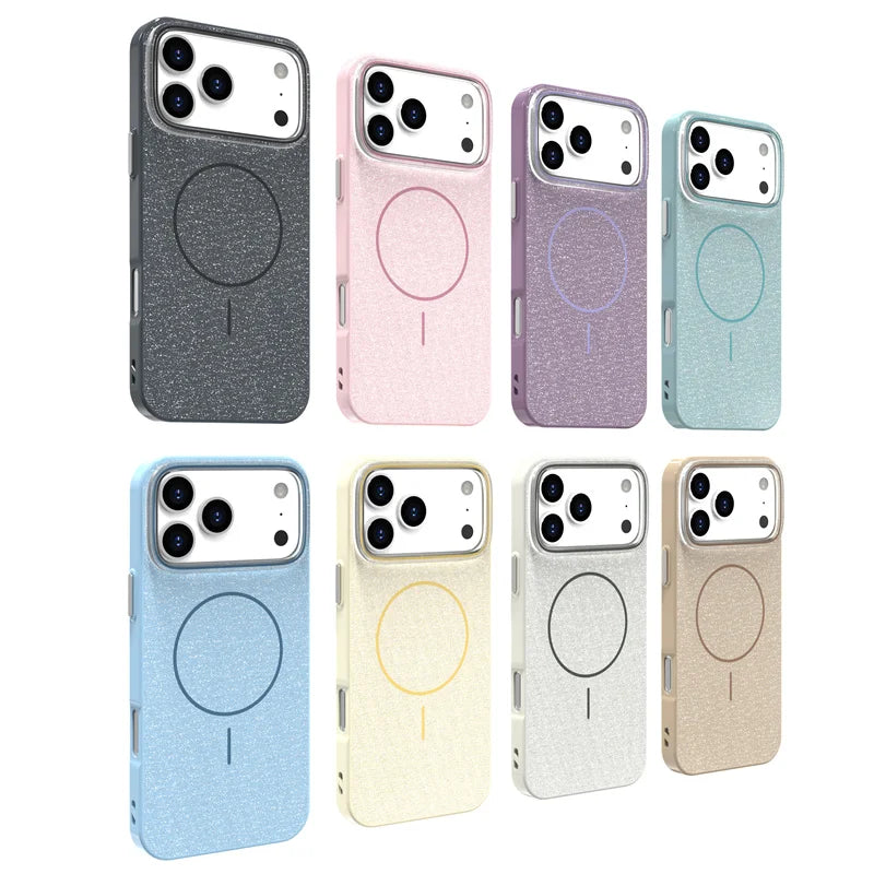 【Magsafe対応】キラキラ ラメ入り グリッター 光沢 シンプル 高級感 スリム 耐衝撃 スマホケース カバー｜iPhone対応 #250409