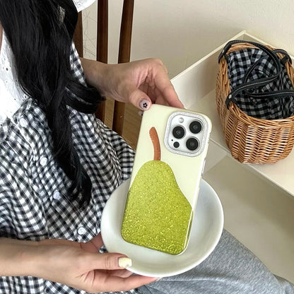 【フルーツシリーズ】キラキララメ 梨デザイン スマホケース｜iPhone対応 #250829