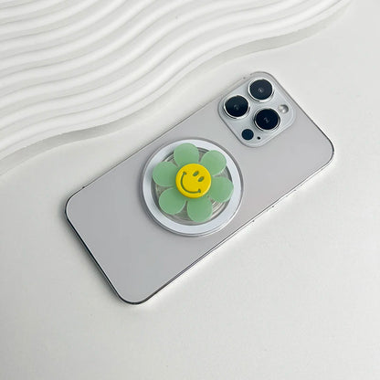 【スマホグリップ】スマイル ニコちゃん デイジーフラワー | Magnet対応 #241105