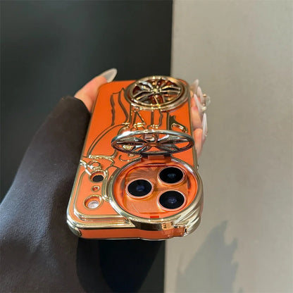 くるくる回る タイヤ 自転車 メタルバイク iPhoneケース｜立体ラインデザイン #240508