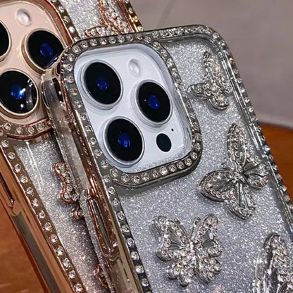 【ジュエリーバタフライ】立体バタフライ×ビジューグラデーション スマホケース｜iPhone対応 #250628