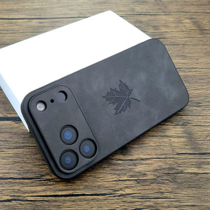 【マットシリーズ】リーフ 葉っぱデザイン 高級感 レザー調 シンプルスマホケース｜iPhone対応 #251111