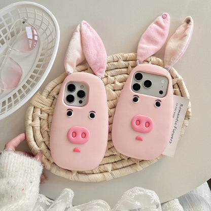 PIG フェイス 耳付き ブタ iPhoneケース｜3D 立体モチーフ #240315