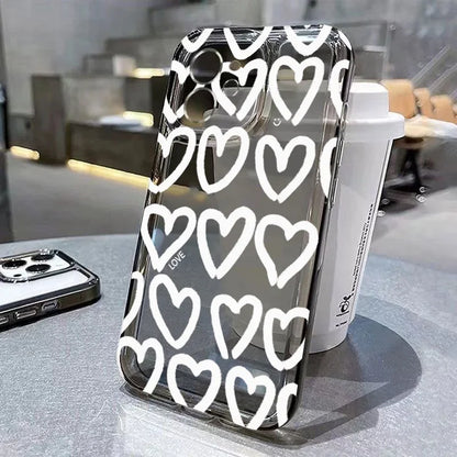 【ドット＆ハート】スモーキーモノトーンクリアケース｜iPhone対応 #250709