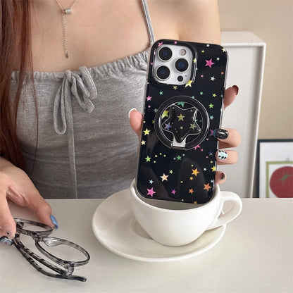 カラフルスター 星空デザイン ミラーグリップ付き Magnet内蔵 iPhoneケース｜ポップ #260020