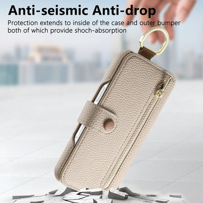 【ブックスタイル】キーリング付き レザー調 財布一体型 手帳型 iPhoneケース｜ファスナー収納・多色展開 #240128