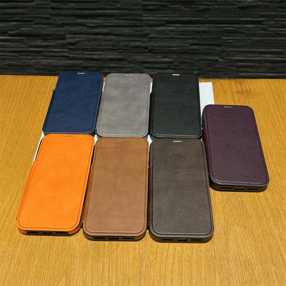 レザー調 リングフリップ iPhoneケース｜折りたたみ 手帳型 #240311