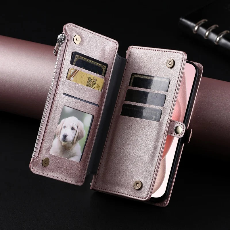 【ブックスタイル】シンプル レザー調 財布一体型 ブックスタイル 手帳型 iPhoneケース｜ショルダー対応 #240126