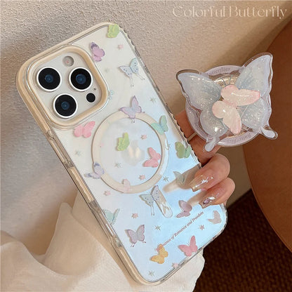 【幻想的バタフライ×3Dグリップ】儚く可憐な蝶デザインスマホケース｜iPhone対応 #250509