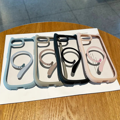 【猫耳シリーズ】Magnet内蔵 しっぽデザイン カラーフレーム iPhoneケース #240215