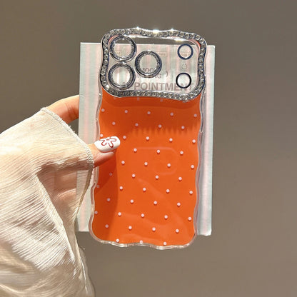 【ドットジュエルミラー】ラインストーン×水玉デザイン スマホケース｜iPhone対応 #250120