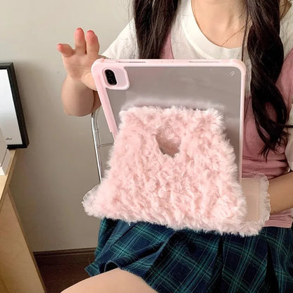 【iPad】ふわもこリボン スター×フリル デザイン タブレット ケース｜iPad対応 #250917t